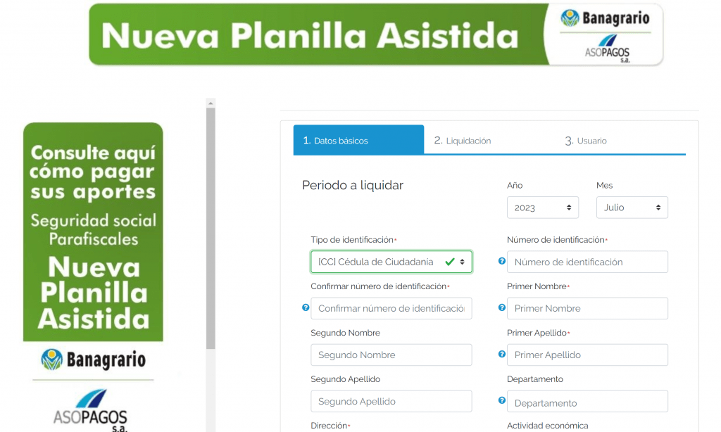 Registro Planilla Asistida Banco Agrario