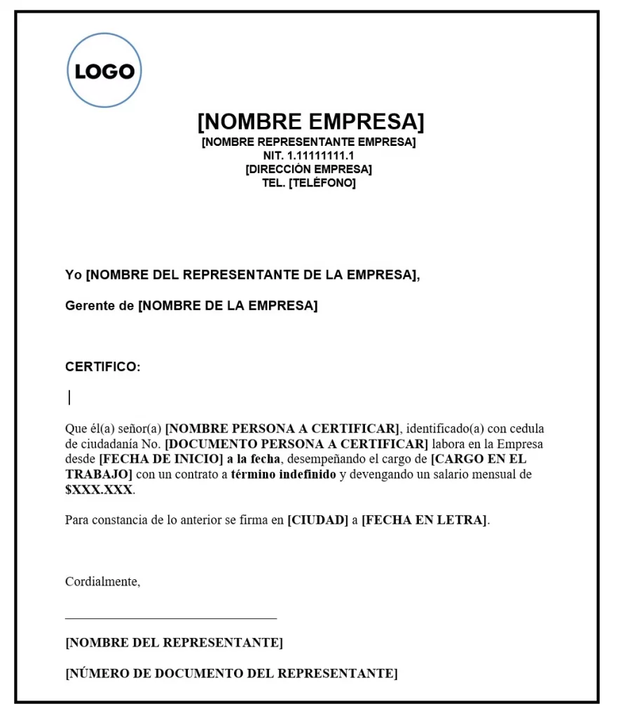 Ejemplo Carta Certificación Laboral